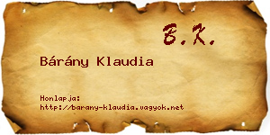 Bárány Klaudia névjegykártya