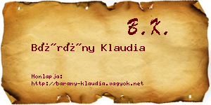 Bárány Klaudia névjegykártya