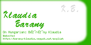 klaudia barany business card